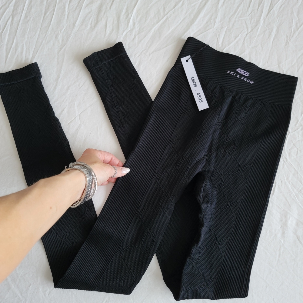 ASOS 4505 SKI & SNOW Black Ribbed Thermal Ski Leggings
